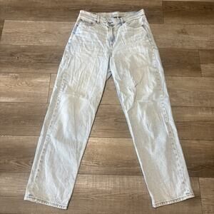 American Eagle Highest Waist Crossover Baggy Straight Jeans Light Wash Size 10